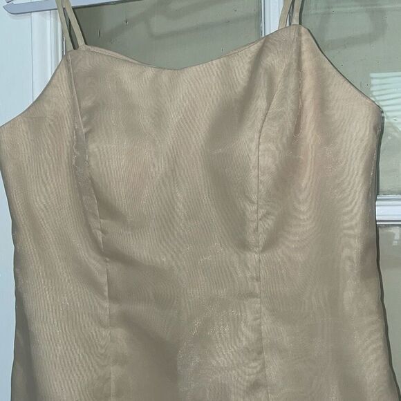 Raffaella chiffon beige Y2K spaghetti strap mini cocktail dress size medium - Picture 4 of 16
